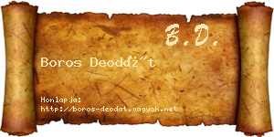 Boros Deodát névjegykártya